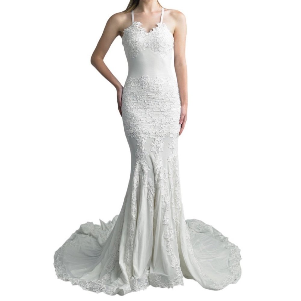 Elegant White Lace Mermaid Wedding Dress